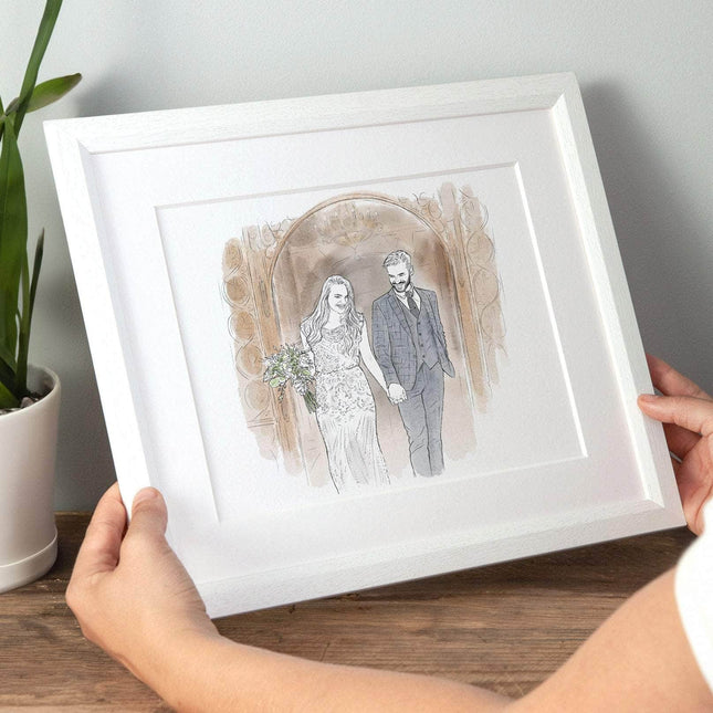 Wedding or Anniversary Couple Line Portrait - Custom Portrait Art