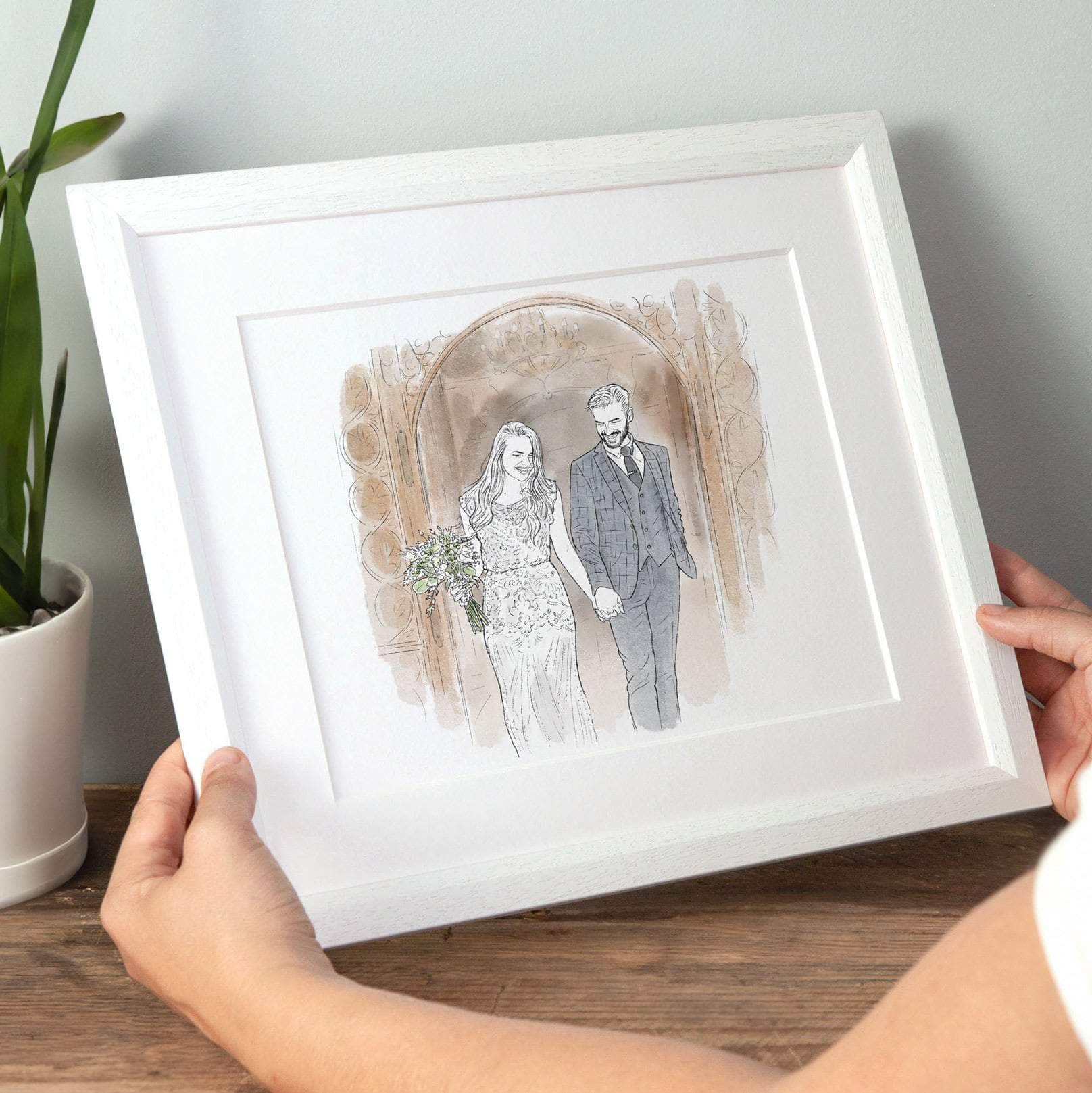 Wedding or Anniversary Couple Line Portrait - Custom Portrait Art