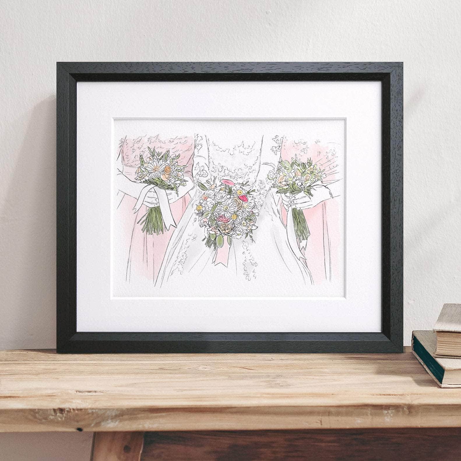 Wedding or Anniversary Couple Line Portrait - Custom Portrait Art
