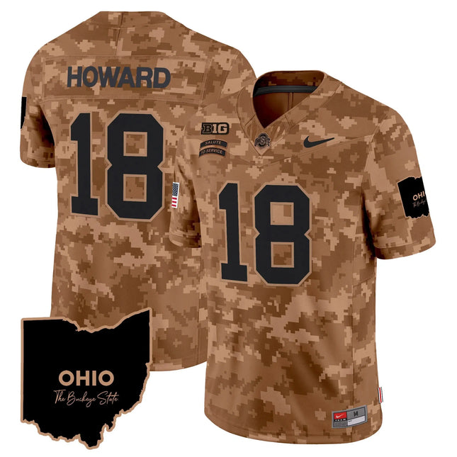 Will Howard Ohio State Buckeyes 2026 Salute to Service Vapor Limited Jersey – Brown Camo