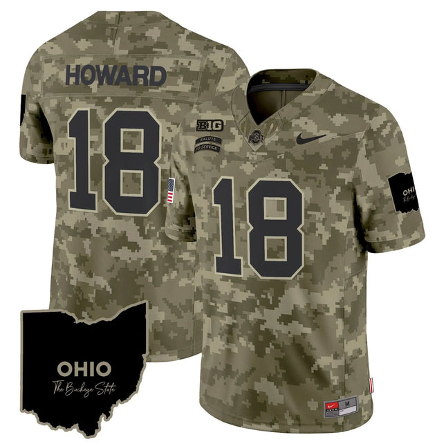 Will Howard Ohio State Buckeyes 2026 Salute to Service Vapor Limited Jersey – Olive Camo