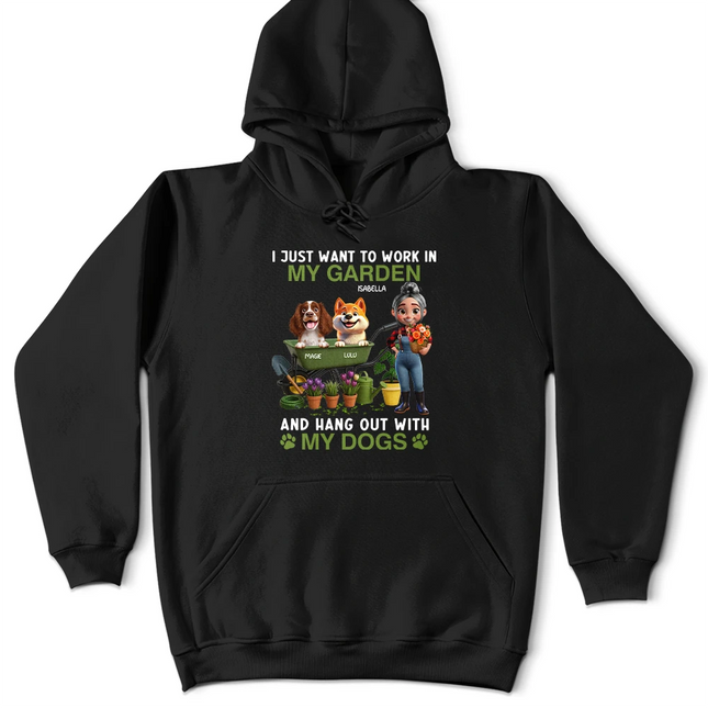Work In My Garden And Hang Out With My Dogs - Personalized T Shirt