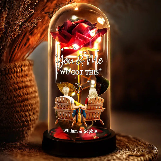 You & Me We Got This - Personalized Everlasting Rose Dome Lamp