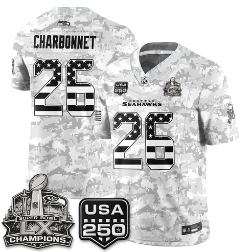 Zach Charbonnet Seattle Seahawks 2026 Salute to Service Edition Vapor Jersey - Arctic Camo