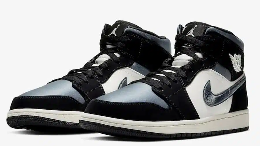 Men's Nike Air Jordan 1  Mid Satin Grey Toe Shoes