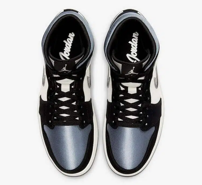 Men's Nike Air Jordan 1  Mid Satin Grey Toe Shoes