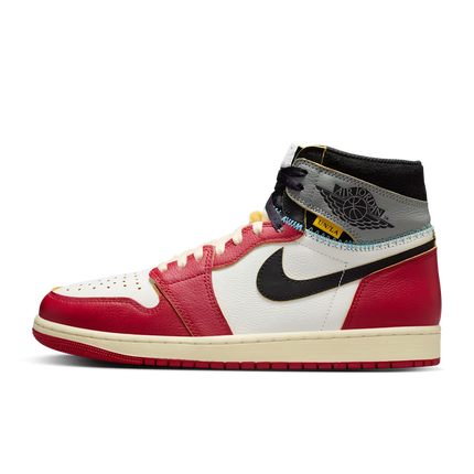 Men's Nike Air Jordan 1 Retro High OG Satin x Union Varsity Red and Shadow Grey Shoes