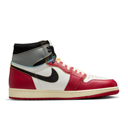 Men's Nike Air Jordan 1 Retro High OG Satin x Union Varsity Red and Shadow Grey Shoes