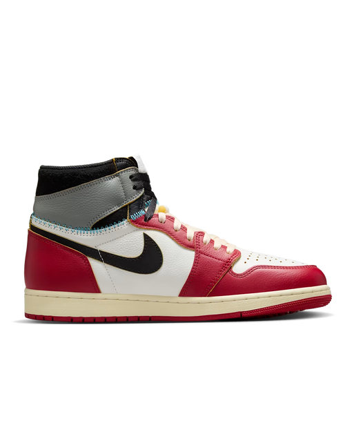 Men's Nike Air Jordan 1 Retro High OG Satin x Union Varsity Red and Shadow Grey Shoes