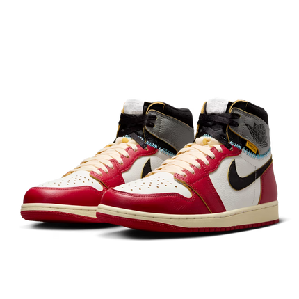 Men's Nike Air Jordan 1 Retro High OG Satin x Union Varsity Red and Shadow Grey Shoes