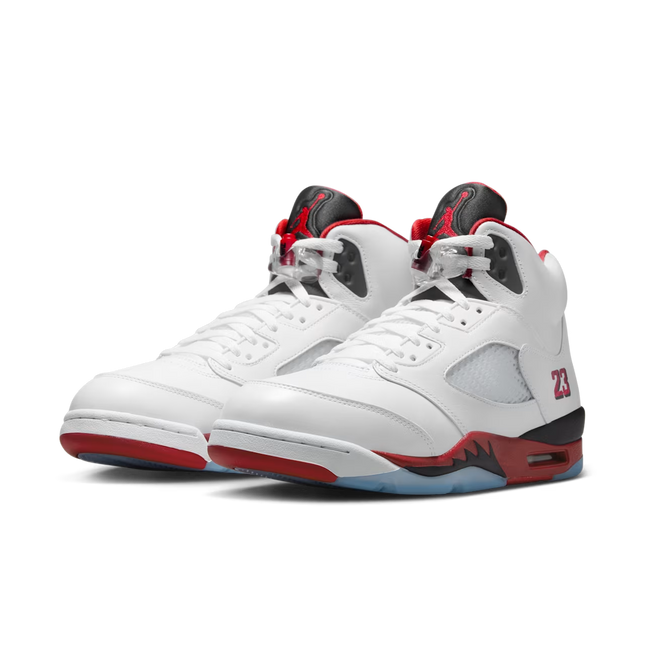 Men's Nike Air Jordan 5 Fire Red Black Tongue Shoes