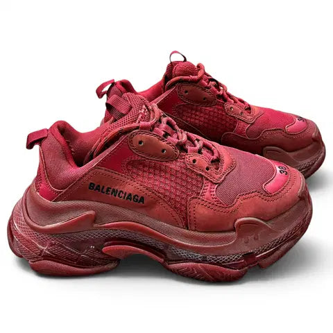 Men's Balenciaga Triple S  Burgundy Sneakers