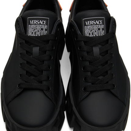 Men's Versace Greca Black Neon Orange Sneakers