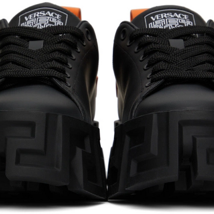 Men's Versace Greca Black Neon Orange Sneakers