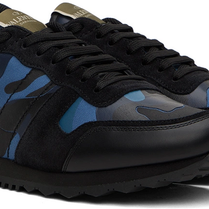 Men's Valentino Camo Rock Runners Blue Sneakers