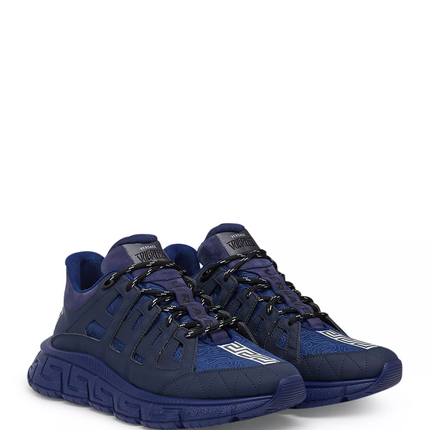 Men's Versace Men's Trigreca Lace Up Barocco Print Blue Sneakers