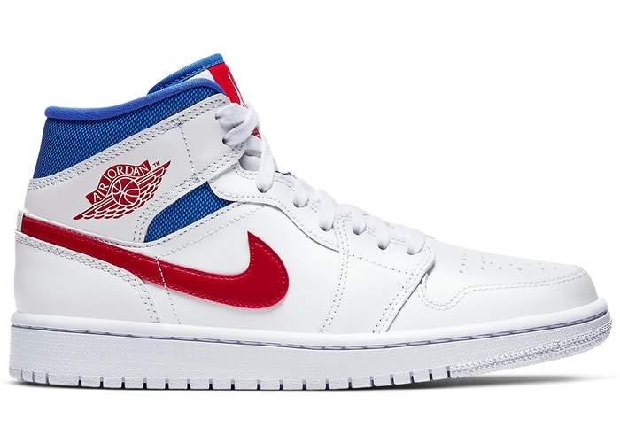 Men's Nike Air Jordan 1  Mid ‘White Red Royal Shoes