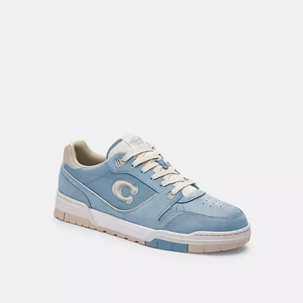 Men's COACH SoHo Leather Lace-Up Casual Bluebell Sneakers