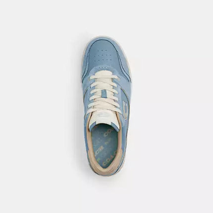 Men's COACH SoHo Leather Lace-Up Casual Bluebell Sneakers