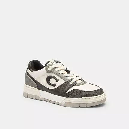 Men's COACH SoHo Leather Lace-Up Casual Black Sneakers