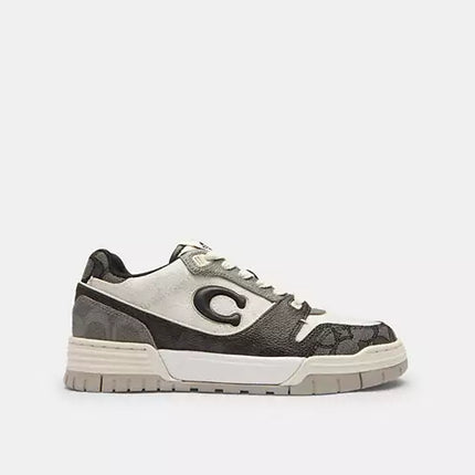 Men's COACH SoHo Leather Lace-Up Casual Black Sneakers