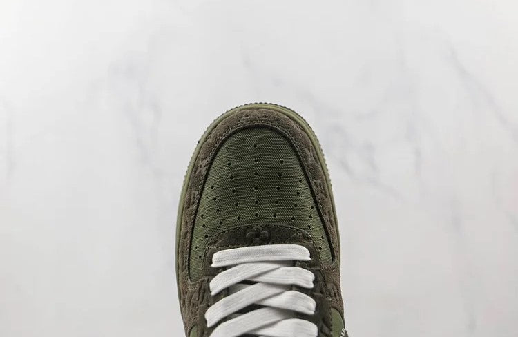 Men's Louis Vuitton x Nike Air Force 1 Low Green Brown Shoes