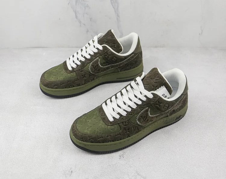 Men's Louis Vuitton x Nike Air Force 1 Low Green Brown Shoes
