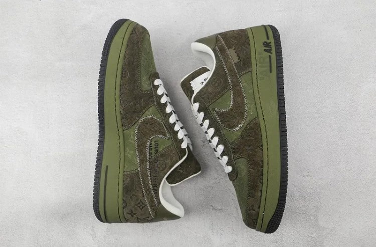Men's Louis Vuitton x Nike Air Force 1 Low Green Brown Shoes