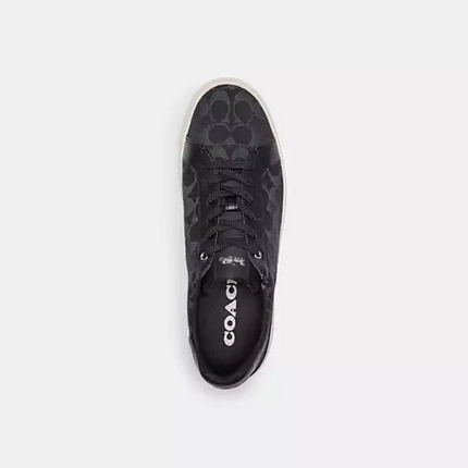 Men's Coach Clip Low-Top Skateboard Black Denim Sneakers