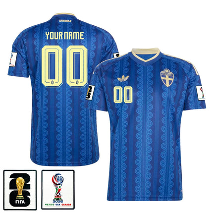 Custom Name Sweden National Team 2026 x World Cup Patch Away Jersey – Blue