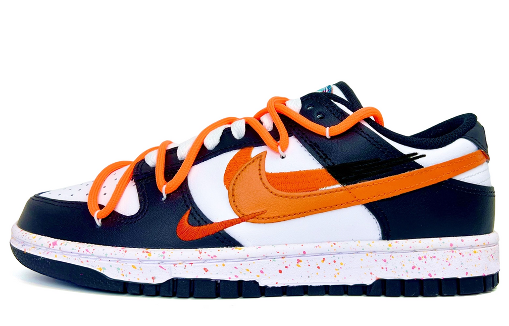Men's Nike Dunk Low Multi-Color Swoosh Black White Orange Shoes