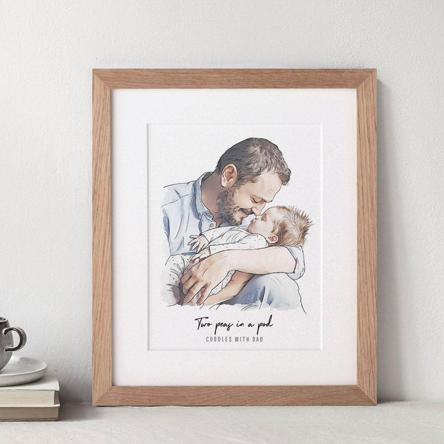 Daddy and Me Illustration - Custom Portrait Art