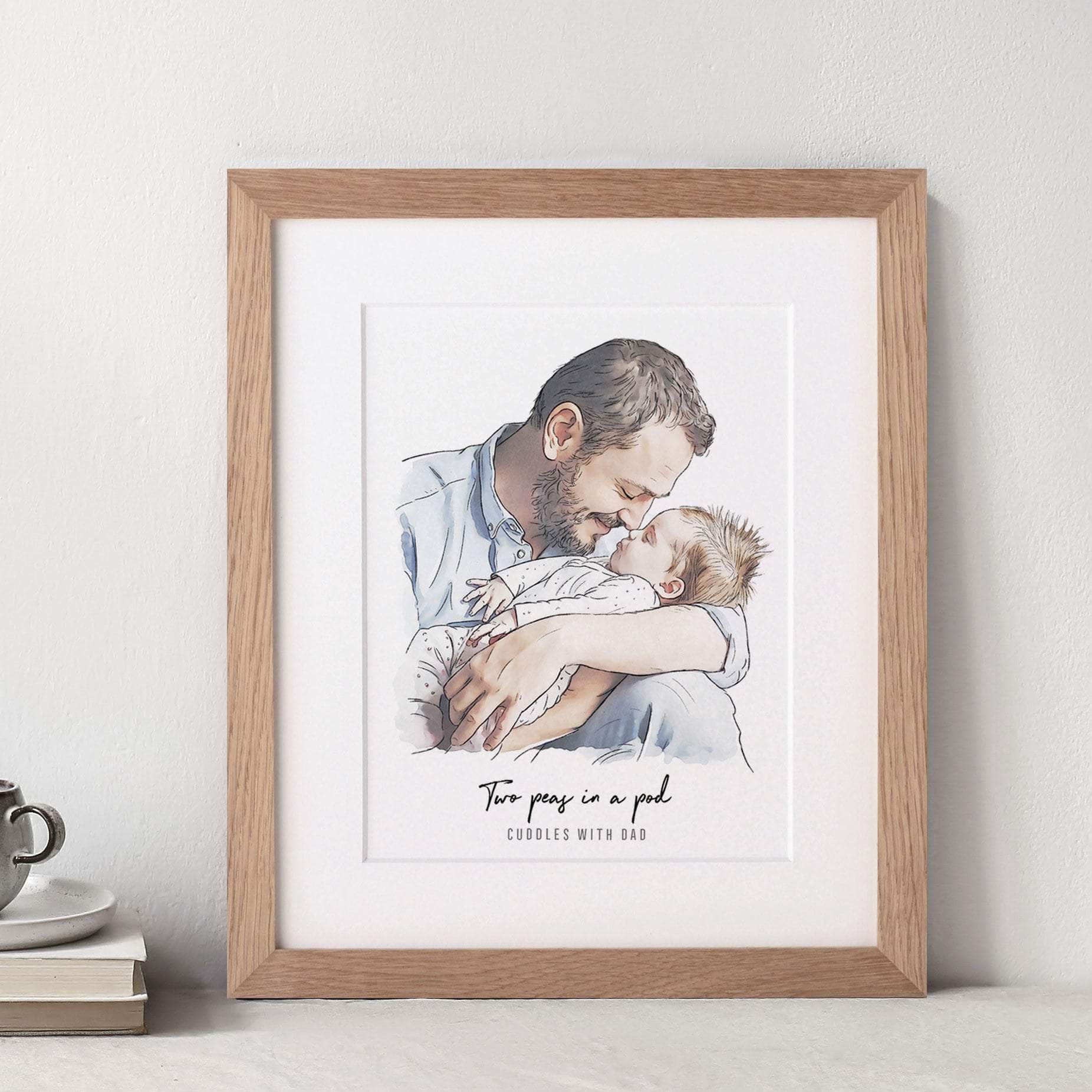 Daddy and Me Illustration - Custom Portrait Art