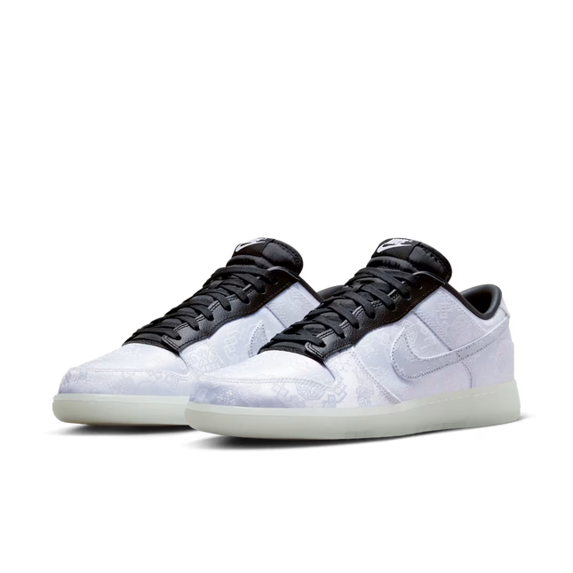 Men's Nike Dunk Low  x CLOT x Fragment Design Black and White Shoes