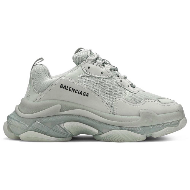 Men's Balenciaga Triple S Clear Sole Smoke Silver Sneakers