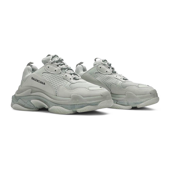 Men's Balenciaga Triple S Clear Sole Smoke Silver Sneakers