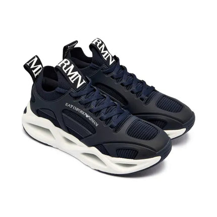 Men's Ea7 Emporio Armani Sneakers With Mesh Panels Black Sneakers