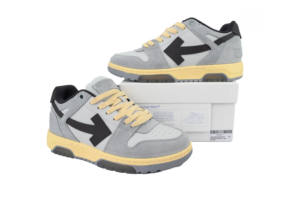 Men's Off-White Out Of Office Sneakers In Light Grey Black