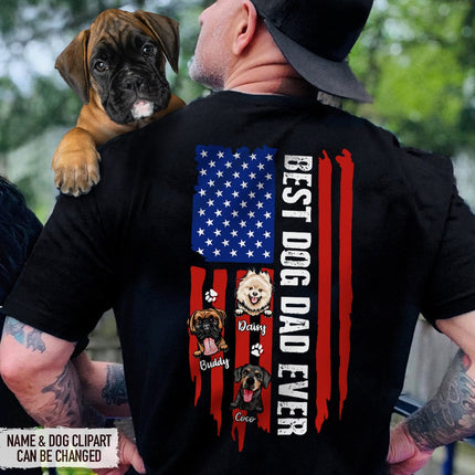 Best Dog Dad Ever Flag Back Custom Dog Shirt