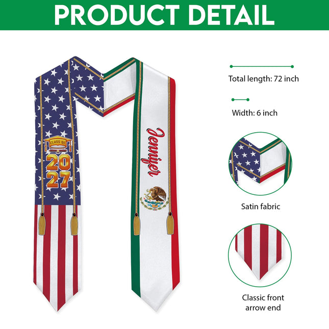 Country Flag Class of 2026 Stoles Sash, Graduation Gift, Senior Gift