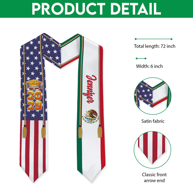 Country Flag Class of 2026 Stoles Sash, Graduation Gift, Senior Gift