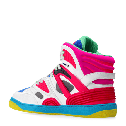 Men's Gucci Basket White Pink Blue Sneaker Shoes