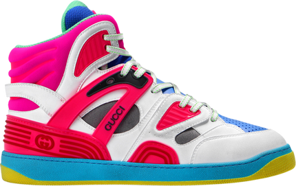 Men's Gucci Basket White Pink Blue Sneaker Shoes