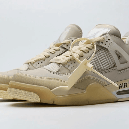 Men's OFF White x Air Jordan 4 Sail Shoes