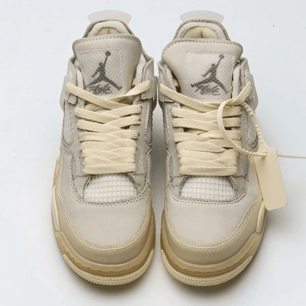 Men's OFF White x Air Jordan 4 Sail Shoes