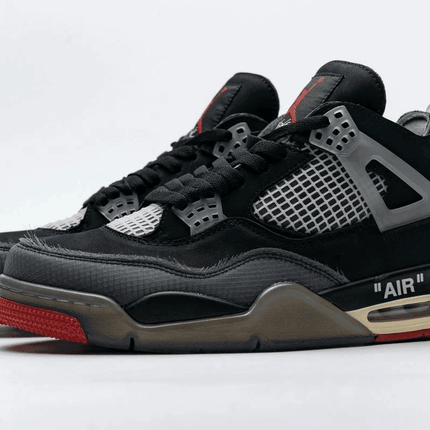 Men's OFF White x Air Jordan 4 Bred Shoes