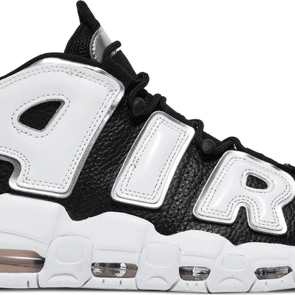 Men's Air More Uptempo Black Metallic Silver Green Logo Shoes