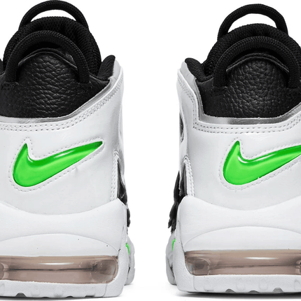 Men's Air More Uptempo Black Metallic Silver Green Logo Shoes