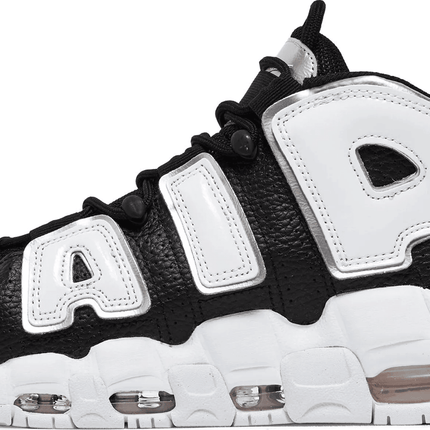 Men's Air More Uptempo Black Metallic Silver Green Logo Shoes