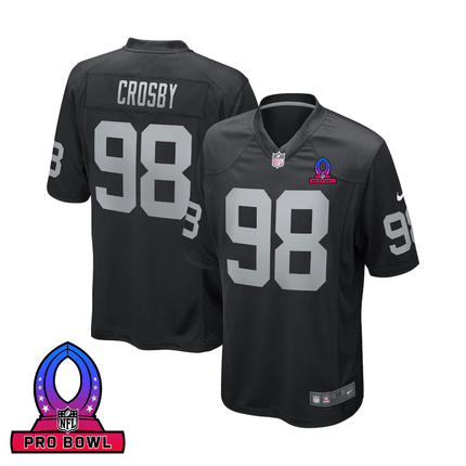 Maxx Crosby Las Vegas Raiders 2025 Pro Bowl Patch Game Men Jersey - Black